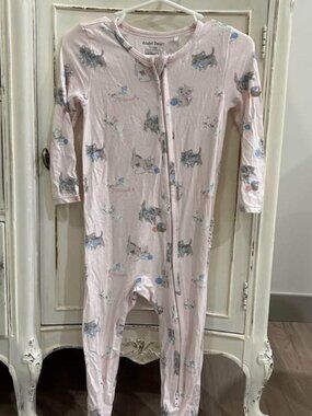 Angel Dear Vintage Kitten Bamboo Viscose Ruffle Back Footie Pajamas